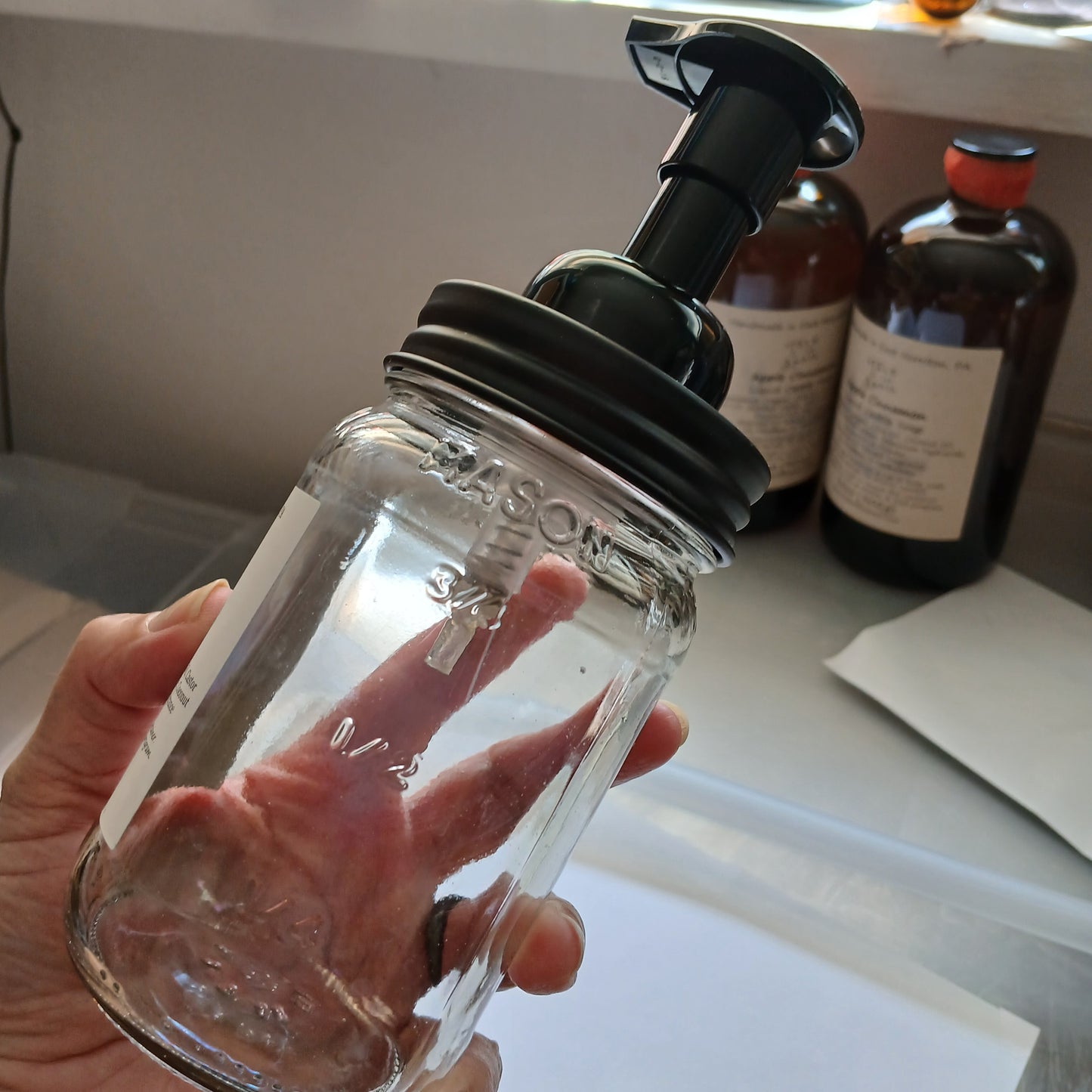 Empty Pint Mason Jar with Foamer Pump